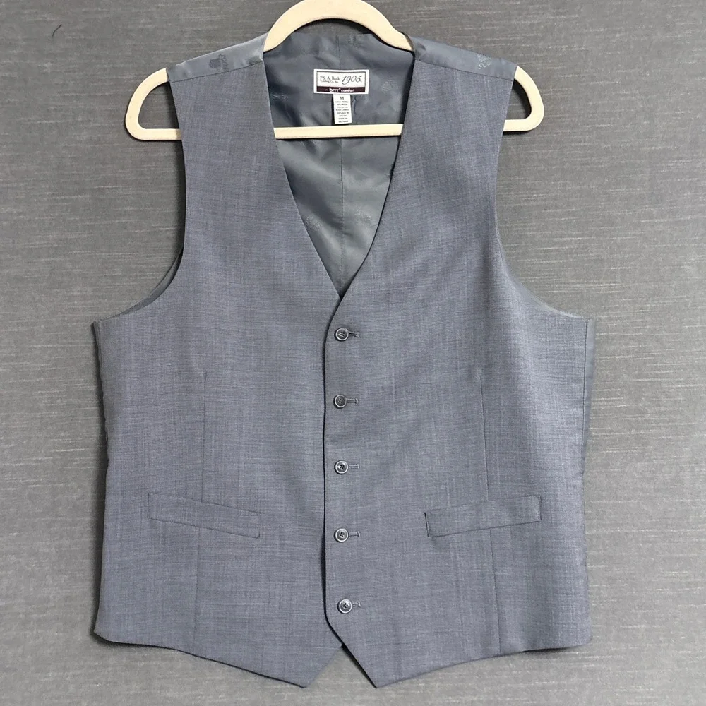 Jos A Bank Suit Vest M Gray Wool Brrr Comfort Business Classic 40-42